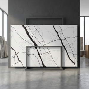 Comptoir de cuisine en granit et marbre artificiel Calacatta blanc veiné gris, design moderne, surface solide, avec garantie à vie - Product Image 2