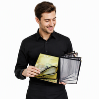 Protège-menus de restaurant Yimi durables en PU+PVC, 4 pages, 8 vues, avec intérieurs en vinyle transparent, compatibles avec le format de papier 8,5x11