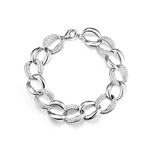Moda requintada ródio chapeamento branco cz 925 prata charme pulseira para as mulheres