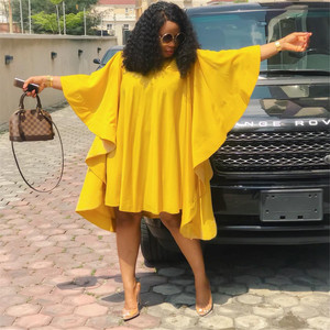 Elegante Abito Plissettato Plus Size da Donna, Vestito Mini con Maniche a Pipistrello <span class=keywords><strong>Oversize</strong></span>, Abito da Festa Vestibilità Ampia - Product Image 3