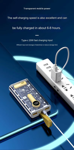 Yaika PD20W 66W Super veloce ricarica 20000mAh Wireless trasparente Ultra <span class=keywords><strong>sottile</strong></span> Display digitale a LED Power Bank per cellulare - Product Image 6