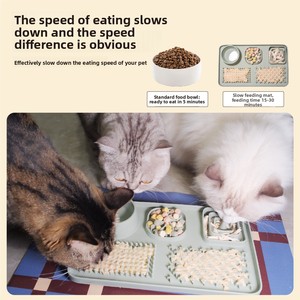 Tapis de léchage en silicone de qualité alimentaire pour l'entraînement des animaux de compagnie, à alimentation lente, universel pour chats et chiens, plateau de repas rectangulaire multi-compartiments antidérapant - Product Image 3