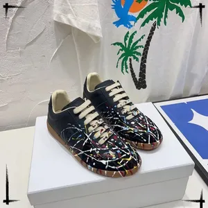 Chaussures De Xun vintage haut de gamme en cuir de vachette pour hommes et femmes, baskets graffiti en cuir véritable, chaussures plates à bout rond pour couple - Product Image 3