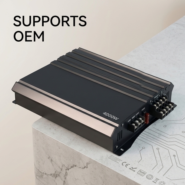 4000W Max 4 Channel Car Amplifier Class AB High Power Stereo Audio Amp for Subwoofer Speaker System 12V-24V DC Bridgeable Power