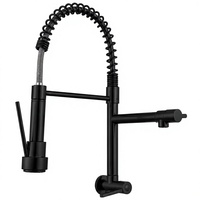 Robinet de cuisine brésilien mural, best-seller, à eau froide, double sortie, à ressort, en acier inoxydable brossé, pivotant à 360 degrés