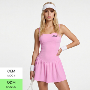 Robe de sport de golf personnalisée pour femme, sans manches, jupe plissée, tenue d'entraînement pour femme, combinaison de yoga fitness à séchage rapide avec dos ouvert - Product Image 4
