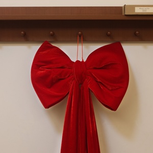 Décorations de Noël artisanales <span class=keywords><strong>Mishi</strong></span> MS Flint Velvet, nœuds rouges floqués extra larges de 1,6/2 m, ornements suspendus pour arbre - Product Image 2