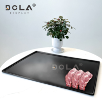 Plateaux de présentation de viande en plastique noir de haute qualité pour boucherie comptoir de charcuterie présentoir de viande fraîche et de fruits de mer