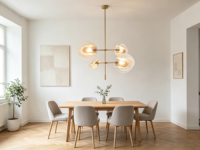 Plafonnier LED design nordique à intensité variable, 6 têtes, lustre en laiton avec verre craquelé ambré, éclairage pour villa, hall d'entrée, escalier, garantie 2 ans
