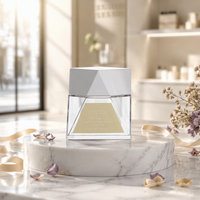 Conteneur cosmétique portable à fond carré en PET à double paroi, capacité 50g, pot pour crème pour les yeux avec bouchon en plastique
