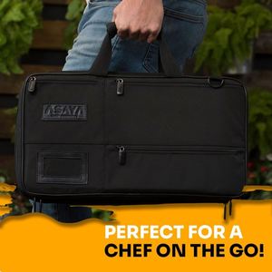 Bolsa enrollable para cuchillos de chef, muestra gratuita, personalizada, resistente, de poliéster y EVA marrón. - Product Image 5
