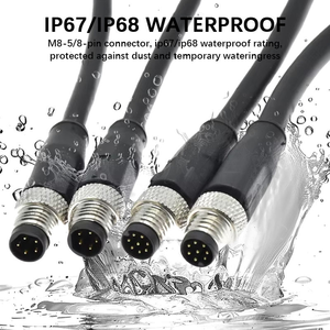 ขั้วต่อแบบวงกลม M8 แบบมีฉนวนป้องกัน 5/8 พิน ปลั๊กตัวผู้ IP68 กันน้ำ ขั้วต่อสายเคเบิลแบบหล่อขึ้นรูป ทองเหลืองชุบนิกเกิล - Product Image 5