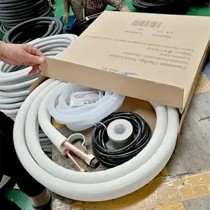 Conjunto de linha de tubo de cobre para ar condicionado, tubo branco isolado