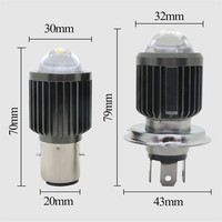 TCYATO Faro LED Universal H4 Modificado para Motocicletas BA20D P15D Blanco Amarillo 30W Potencia 1000lm Lúmenes Compatible con Elantra Mondeo