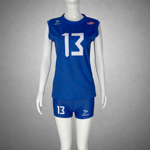 Camiseta Deportiva Azul de Secado Rápido Oem Odm, Top sin Mangas para Voleibol, Ropa de Voleibol Personalizada por Sublimación para Mujer - Product Image 1