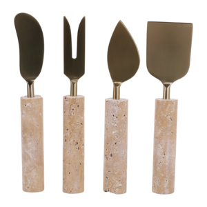 Set di Utensili per Servire il Formaggio con Manici in Pietra, Accessori da Cucina in Acciaio Inossidabile, Servizi Decorativi per Intrattenere - Product Image 4