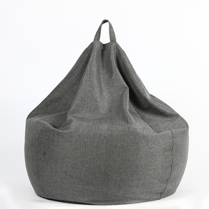 Sillón Puff Moderno de Tela Gris Oscuro con Relleno Suave para Niños y Adultos, Asiento Cómodo para el Hogar con Asa de Transporte - Product Image 1