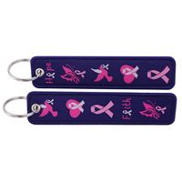 Llavero de metal rosa intenso con diseño de cinta tejida, colgante decorativo de doble cara, para certificados de oficina, mosquetón promocional