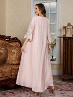 Nouvelle Abaya élégante pour femmes musulmanes, style Dubaï, broderie à la corde, manches trois-quarts, longueur MAXI, motif floral, ourlet évasé