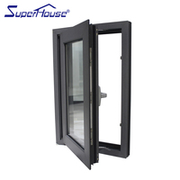 Ventana Americana NFRC TITL 24 con Rotura de Puente Térmico, Panel de Vidrio Grande, Ventana Abatible de Aluminio, Combinación de Ventana Abatible Doble