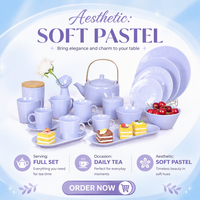 Ensemble de tasses à thé en porcelaine Pastel Mini Mug et Cake Flight avec assiette à dessert, plateau de dégustation pour le thé de l'après-midi, duo de service pour fête, cadeau