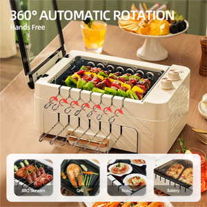Machine de barbecue électrique <span class=keywords><strong>sans</strong></span> <span class=keywords><strong>fumée</strong></span> rotative automatique à 360 ° 1000W chauffant la machine de barbecue multifonctionnelle - Product Image 4