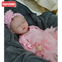 43cm Modepuppe Realistische Neugeborenen-Babypuppe aus Gummi Weiches Spielzeug mit Schwerkraftsensor-Funktion Weinen Lachen Schnarchen