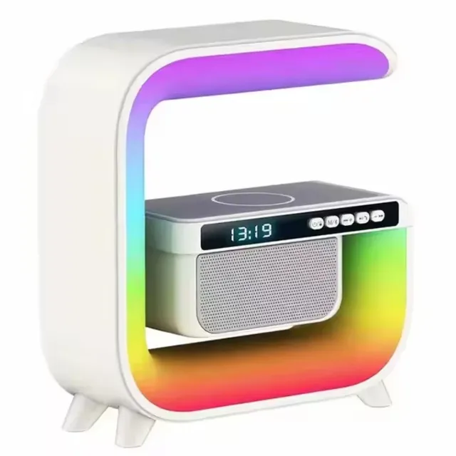 G3 Mini Wireless Charging Speaker with RGB LED Night Light Alarm Clock FM Radio Multifunctional Audio Wireless Charger for Phone
