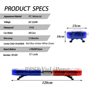 Barra de luz de advertencia de emergencia LED 12V-24V 48 "rojo azul blanco intermitente faro raíz luz superior para remolque camión ambulancia grúa Wrecker - Product Image 5