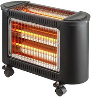 Radiateur électrique à quartz, 2 Faces, 3 Tubes, 1800 W, noir, avec interrupteur de sécurité