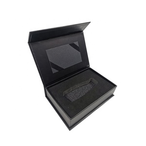 Black Magnetic Boxes Custom Foil Stamping Logo Black Gift Box Magnetic Gift Craft Small Knife Shipping Black Boxes With Lids