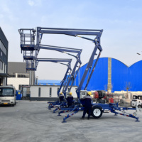 G-134 10m 12m 16m 18m Nacelle araignée télescopique hydraulique remorquable, grue articulée rotative avec panier électrique