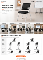Chaise de bureau mobile pliable avec roulettes et tablette d'écriture pliable pour salle de conférence
