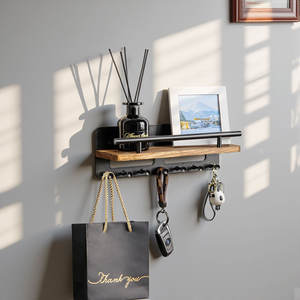 Colgador de Llaves de Madera para Pared, Organizador de Llaves para Coche, Decorativo, con Repisa para Llaves y Correo - Product Image 4