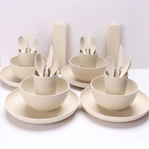 <span class=keywords><strong>Set</strong></span> di stoviglie da <span class=keywords><strong>picnic</strong></span> in plastica riutilizzabile ecologica in paglia di grano per bambini e adulti - Product Image 4