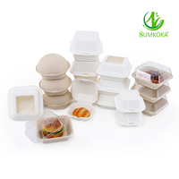 Boîte à lunch jetable Sumkoka 6x6 pouces en bagasse de canne à sucre, conteneur alimentaire biodégradable et compostable, boîte à hamburger à emporter