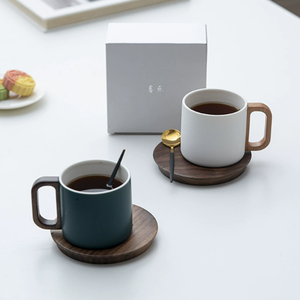 Trendy Fashionable Ceramic Latte Porcelain <b>Cup</b> <b>Saucer</b> Glossy Finish Eco-Friendly Dishwasher Safe Microwave Safe Oven Safe Modern - Product Image 1