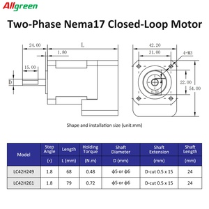 Allgreen 1.2A DC24~48V 1000PPR <b>Stepper</b> <b>Motor</b> <b>Controller</b> Drivers 0.48/0.72N.m 2Phase Nema17 Closed Loop <b>Stepper</b> <b>Motor</b> Drivers Kit - Product Image 5