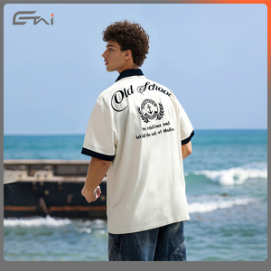 Camisas tejidas de manga corta para hombre con bolsillo de Color en contraste 100% algodón Realaxed Fit Button up <span class=keywords><strong>Camisa</strong></span> bordada con logotipo personalizado para hombres - Product Image 3