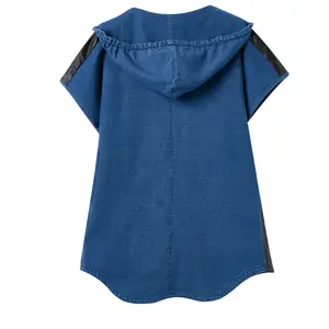 महिलाओं की कैज़ुअल हुड वाली स्वेटशर्ट उच्च गुणवत्ता वाली सुपर सॉफ्ट डेनिम पीयू पैनल के साथ सांस लेने योग्य धुली हुई बुना हुआ शर्ट