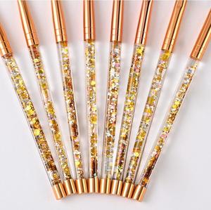 Faria Etiqueta Privada Glitter líquido mango Kolinsky cepillo de uñas al por mayor pétalo Kolinsky acrílico cepillo de uñas oro - Product Image 3