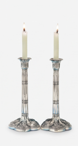 Candle Holder <b>Silver</b> Finish Ornate Metal <b>Candlestick</b> Pair Decorative Table Centerpiece for Wedding Dining Home Event Party Decor - Product Image 2