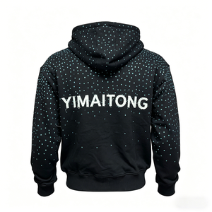 High Quality Heavyweight Zip-up Hooded StreetWear Rhinestone Craft Men's Hoodie Essentials - Product Image 2