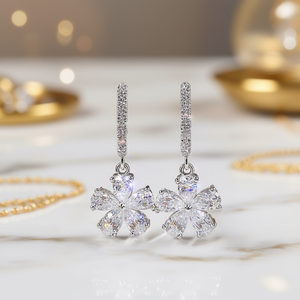 Pendientes de Diamantes en Oro Blanco, Corte Pera, Color G, Naturales, Románticos, para Boda, Chapados en Rodio, Joyería Fina para Mujer - Product Image 2