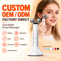 Masseur facial à double rouleau KKS-312 en gros, têtes 3D de 21 mm, technologie de vibration, base de charge pour lifting du visage, commandes de logos personnalisés