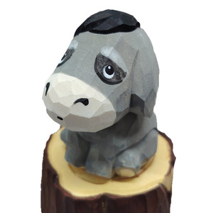 Figurine d'âne en bois faite à la main, design géométrique, style moderne, décoration d'intérieur, artisanat animal du zodiaque chinois, cadeau - Product Image 5