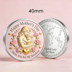 Pièce commémorative de la Fête des Mères avec motif de clou de girofle en fleurs, plaquée or, gaufrée en 3D, pièce souvenir florale unique - Product Image 1