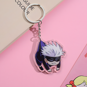 Op maat gemaakte CNC-gegraveerde acryl sleutelhanger met UV-print, anime spell battle cartoon stijl, gepersonaliseerde naam, trendy cadeau, promotiegeschenk - Product Image 4