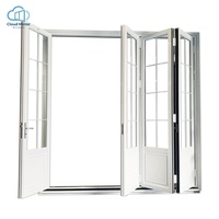 Porte pliante minimaliste en aluminium noir avec verre trempé multi-grilles, cloison extérieure moderne pour appartement, villa, balcon, véranda