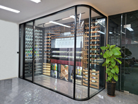 Cave à Vin Aménagée et Refroidisseurs de Boissons de Style Moderne pour Restaurant, Salon – Armoire à Vin en Verre de Luxe Intégrée, Refroidisseur de Cave